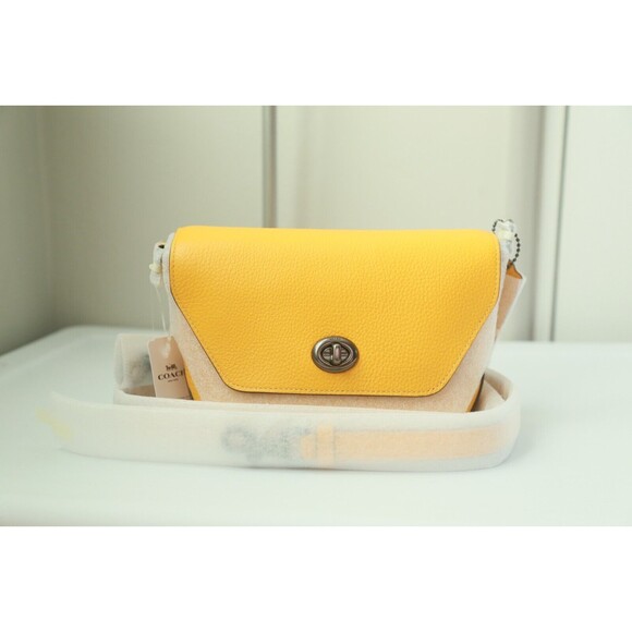 Coach C2815 Karlee Crossbody Bag Pebble Leather Ochre Yellow